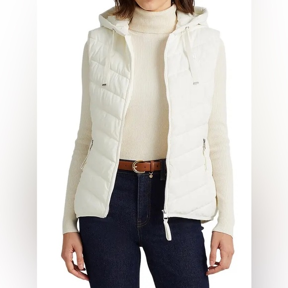 Lauren Ralph Lauren Jackets & Blazers - NWT RALPH LAUREN 
Hooded Stretch Puffer Vest Birch Tan Sz L